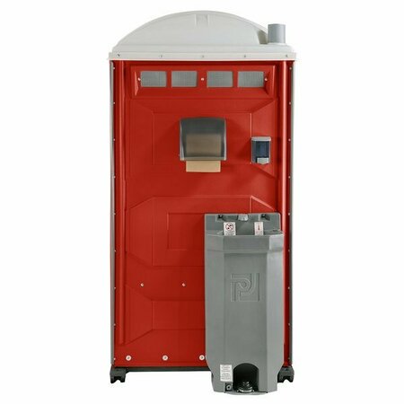 POLYJOHN PJG3-1013 GAP Compliant Red Portable Restroom with Sink Soap and Towel Dispenser 621PJG31013